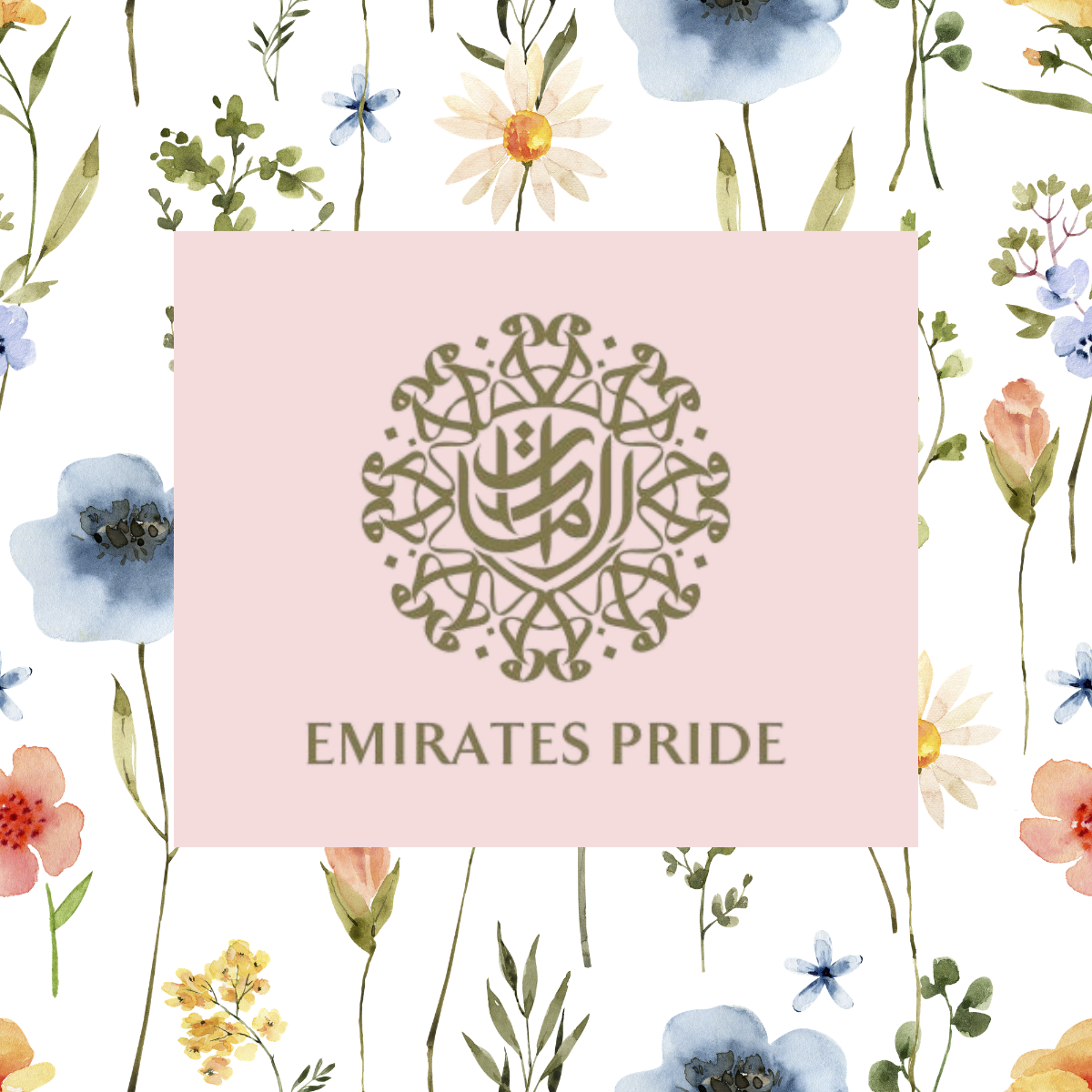 Card with 'Emirates Pride' design on a floral background